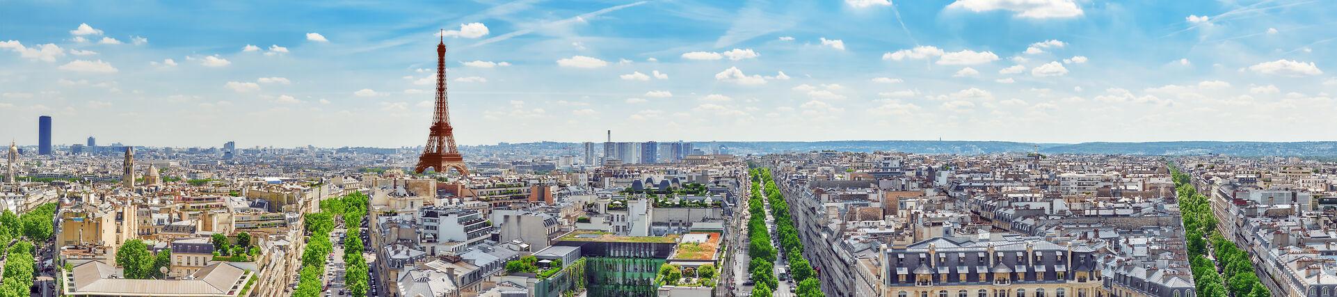 Paris, Frankreich: Eiffelturm, Trocadéro und die Seine. Sehenswürdigkeiten der Hauptstadt.
