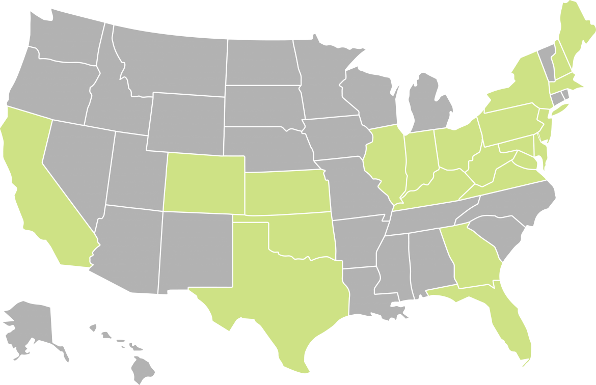 Karte mit einer Übersicht über die Maut in den USA