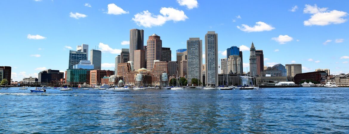 Die Skyline von Boston an der Ostküste der USA