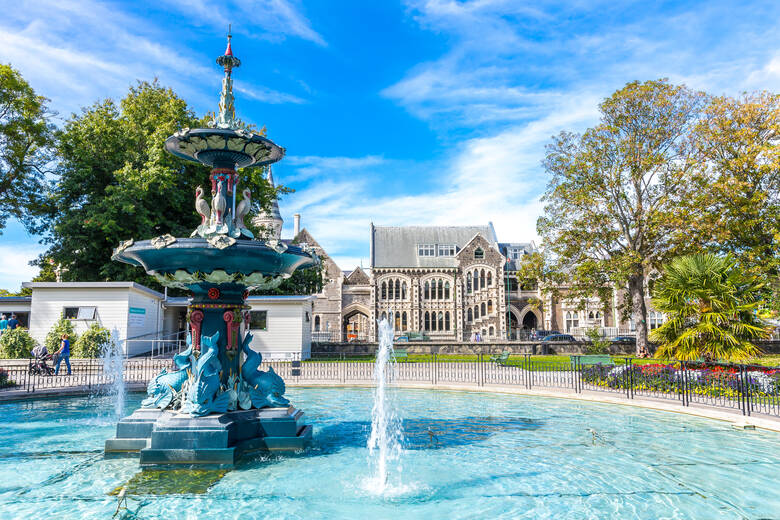 Springbrunnen in Christchurch in Neuseeland 