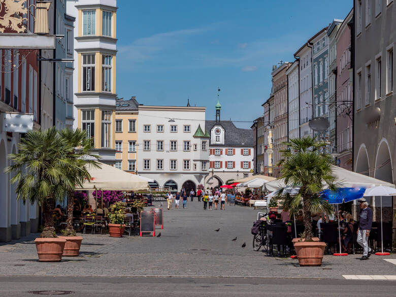 Die Altstadt in Rosenheim in Bayern