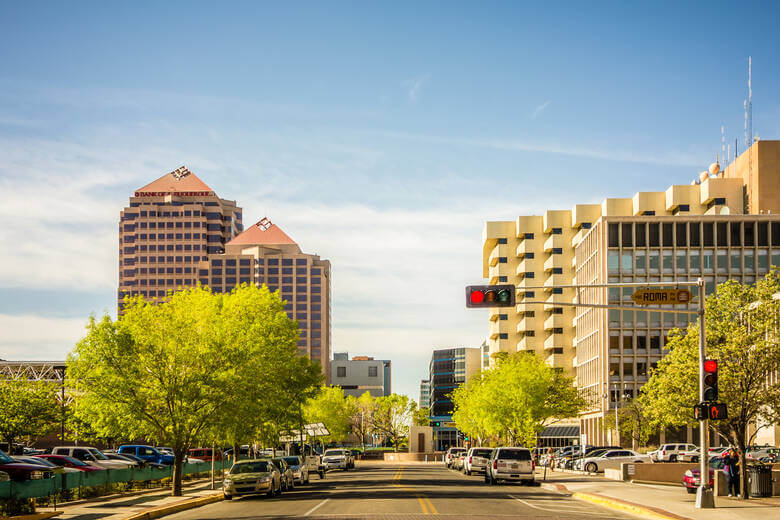 Hochhäuser in Downtown Albuquerque in den USA