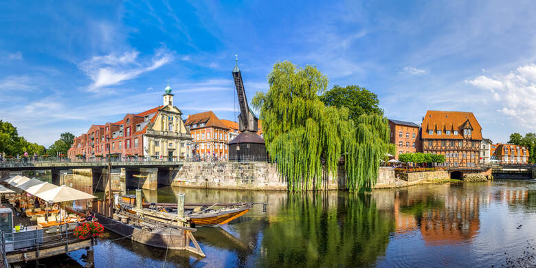 Wasserviertel in Lüneburg mit schönen Häusern