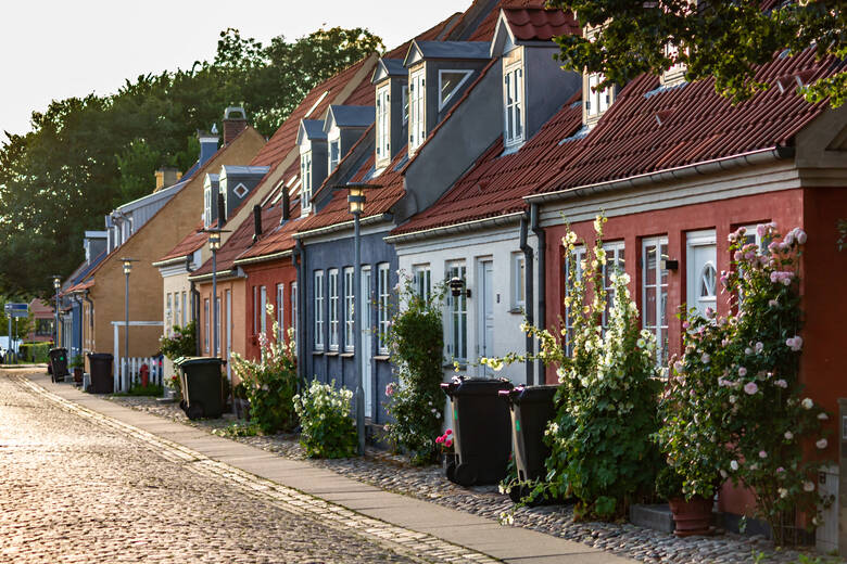 Bunte Häuser in Køge in Dänemark