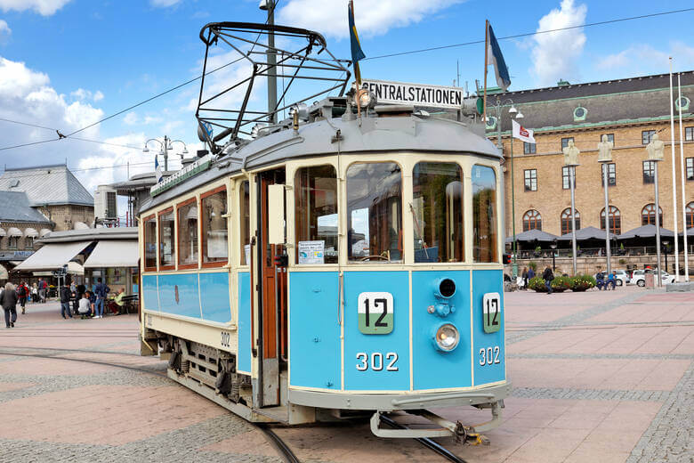 Historische Straßenbahn in Göteborg