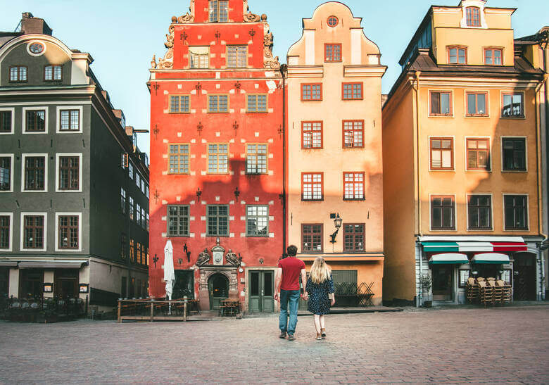 Bunte Häuser in Stockholms Altstadt