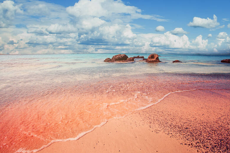 Pinkfarbener Strand auf Kreta
