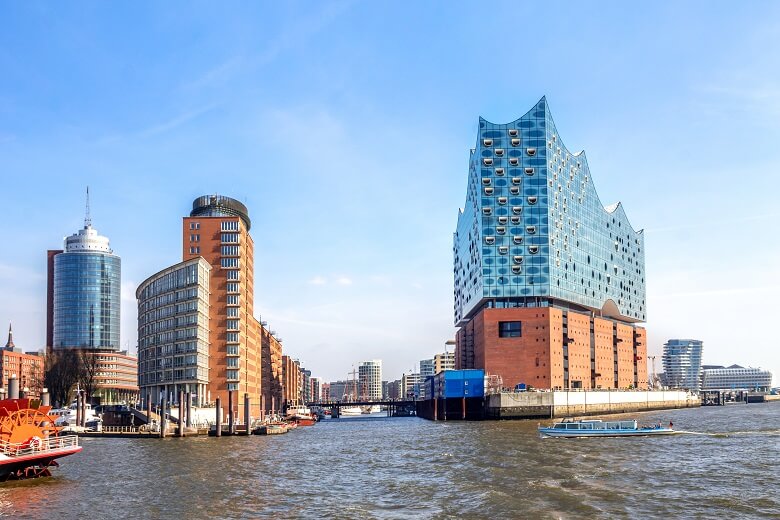 Die Hafencity in Hamburg mit der Elbphilharmonie