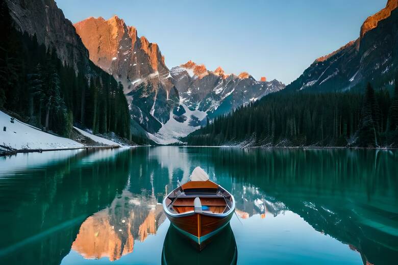 Boot auf dem Lake Louise in Kanada