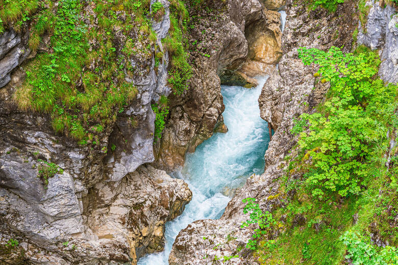 Blick in die Leutaschklamm bei Mittenwald in Bayern