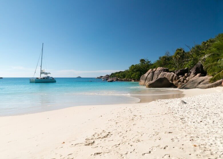 Der Anse Lazio Beach auf der Seychellen-Inseln Praslin