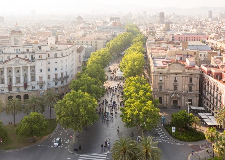 Flaniermeile "La Rambla" im Herzen Barcelonas