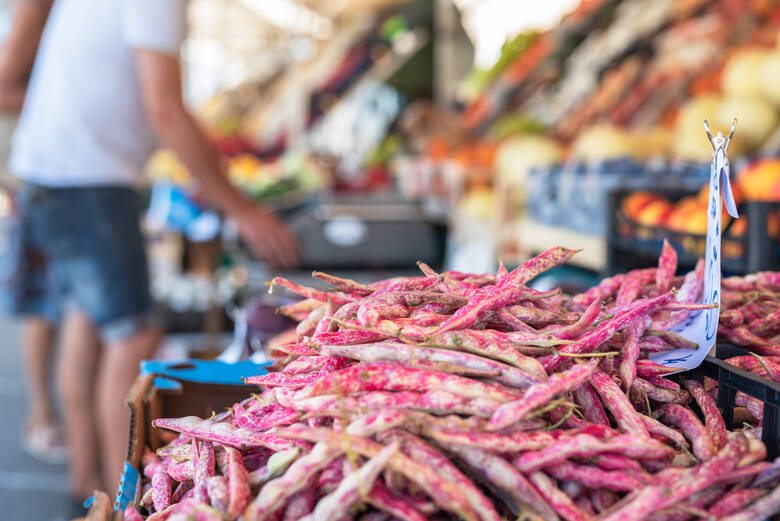 Bohnen auf dem Markt in der italienischen Stadt Padua