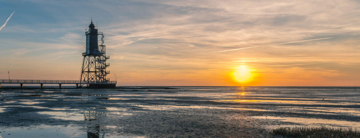 Sonnenuntergang am Wattenmeer in Cuxhaven