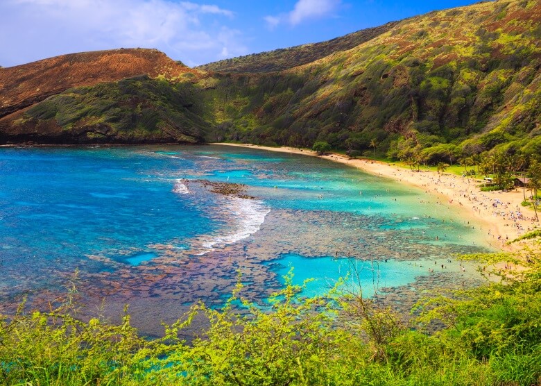 Blick auf die Hanauma Bay in Oahu, Hawaii