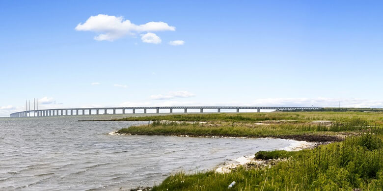 Blick auf Öresundbrücke von Schweden aus