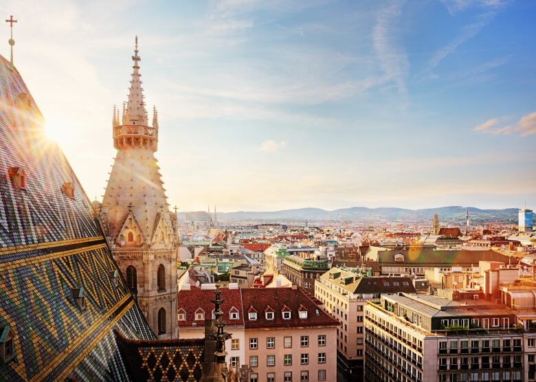 Stephansdom in Wien, Ausblick vom Turm auf die Stadt