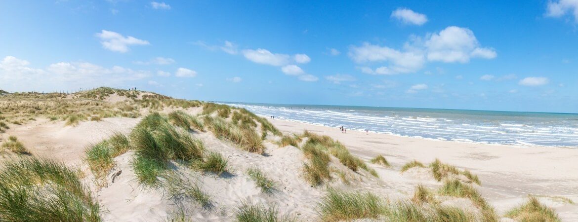 Blick über Strand in Westflandern in Belgien