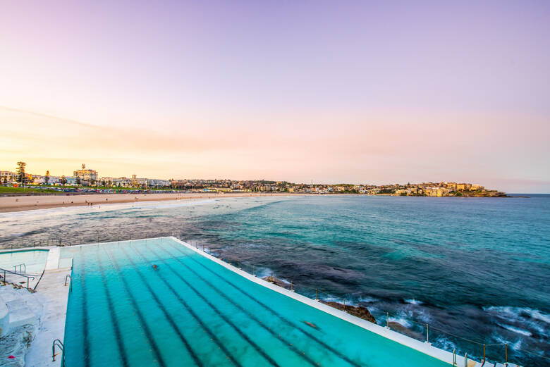 Sonnenuntergang über dem Bondi Beach in Sydney