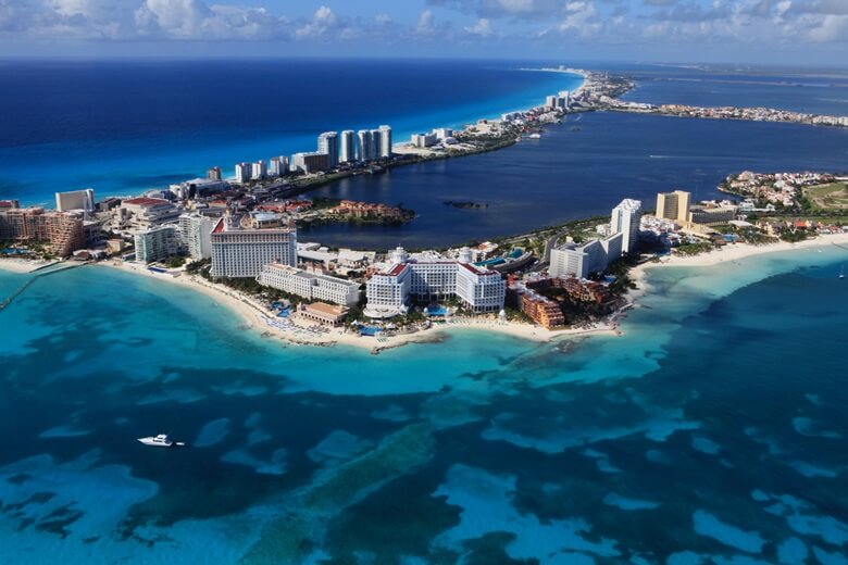 Anflug auf Cancun in Mexiko