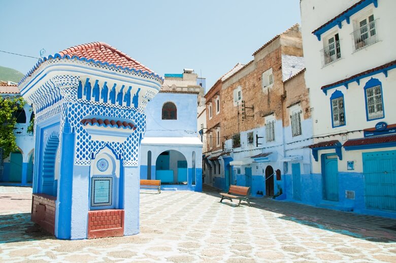 Die Altstadt der blauen Stadt Chefchaouen in Marokko