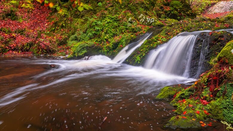 Wasserfall im Herbst bei der Dresdner Heide