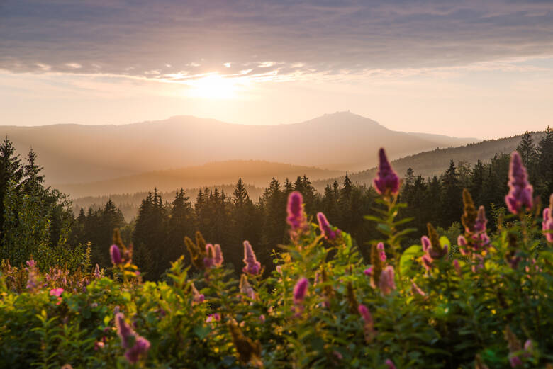 Sonnenuntergang auf dem Großen Arber im Bayrischen Wald