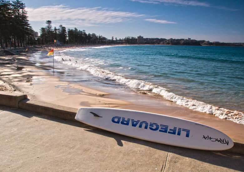 Surfboard am Strand von Sydney