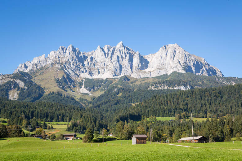 Blick auf das Kaisergebirge in Österreich