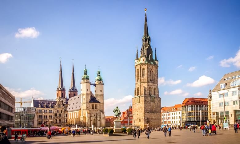 Altstadtkern von Halle an der Saale in Ostdeutschland