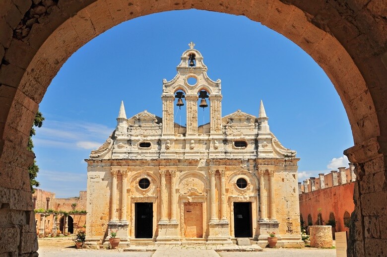 Blick auf das Arkadi Kloster auf Kreta