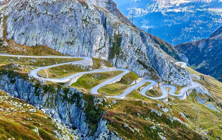 Der actionreiche Gotthardpass in den Schweizer Alpen