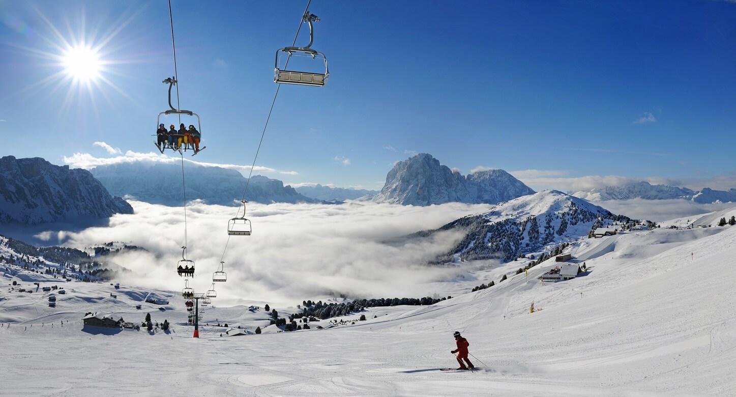 Blick über die Skipiste auf der Seiser Alm