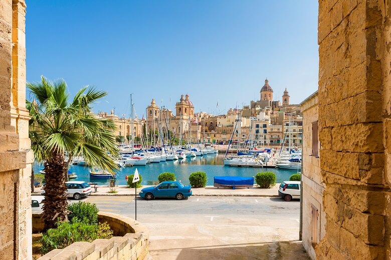 Blick auf den Hafen von Senglea auf Malta