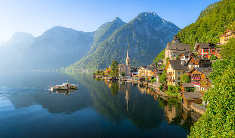 Die Altstadt von Hallstatt in Österreich