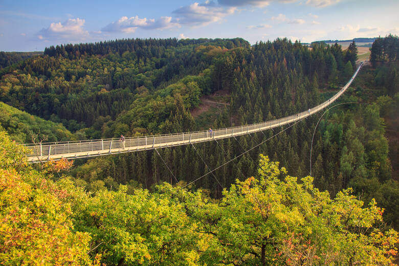 Die Hängeseilbrücke Geierlay fürt über eine kleine Taalschlucht