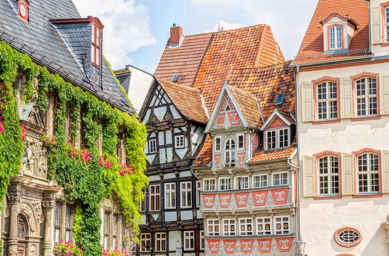 Traditionelle Fachwerkhäuser in Quedlinburg im Harz