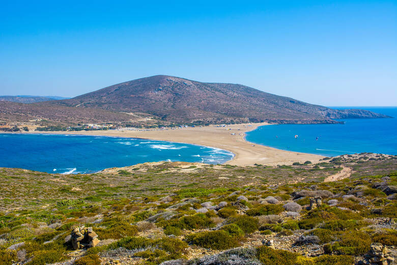 Prasonisi Beach verbindet zwei Inseln miteinander