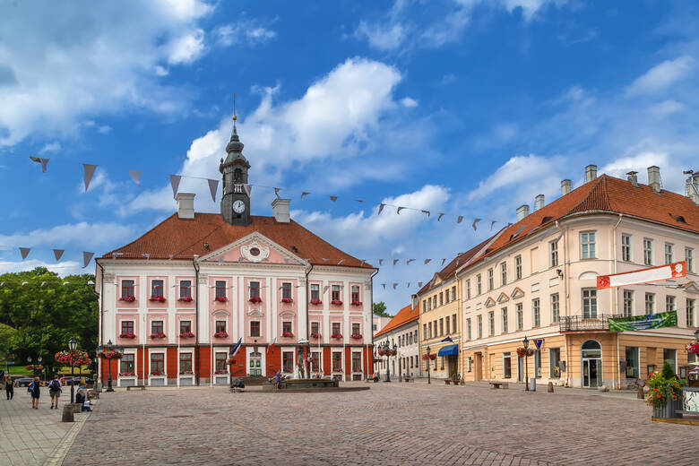 Altstadthäuser in der estnischen Stadt Tartu